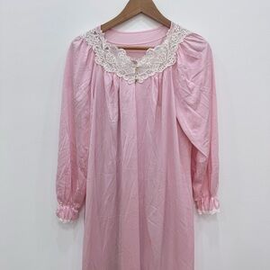 Vintage Shadowline Peignoir Set Nightgown Robe Lingerie Dress Lace Sz Small